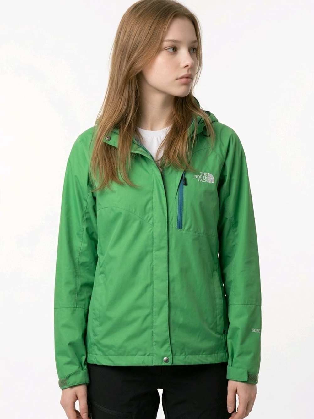 The North Face Summit Series Gore-Tex Raintex Green Zip Hood Rain Jacket Large